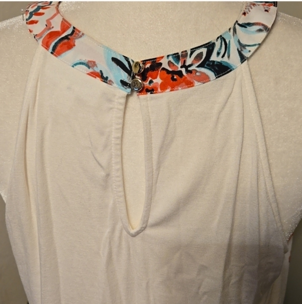 7th Avenue Design Studio Multicolor Floral Top Size Medium - Picture 6 of 7